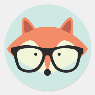 Pegatina Redonda Cute Hipster Red Fox