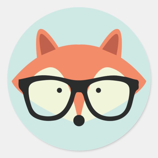 Pegatina Redonda Cute Hipster Red Fox (Anverso)