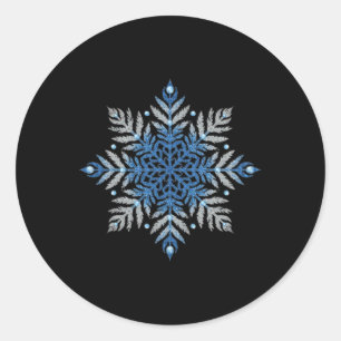 Pegatina Redonda Cute Holiday Copo de Nieve Invierno Nieve Chic Cas