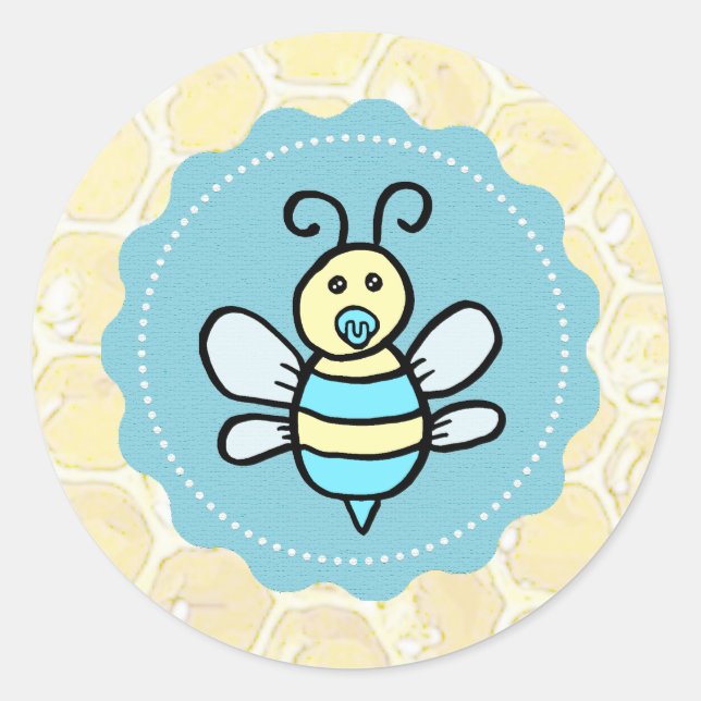 Pegatina Redonda Cute Honey Bee Baby Shower (Anverso)