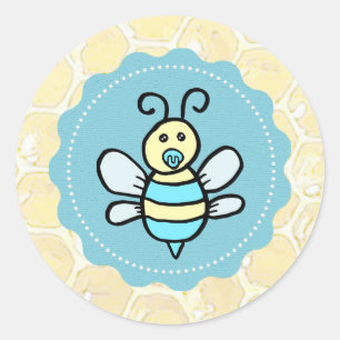 Pegatina Redonda Cute Honey Bee Baby Shower