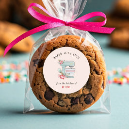 Pegatina Redonda Cute 'horneado con amor' panaderos