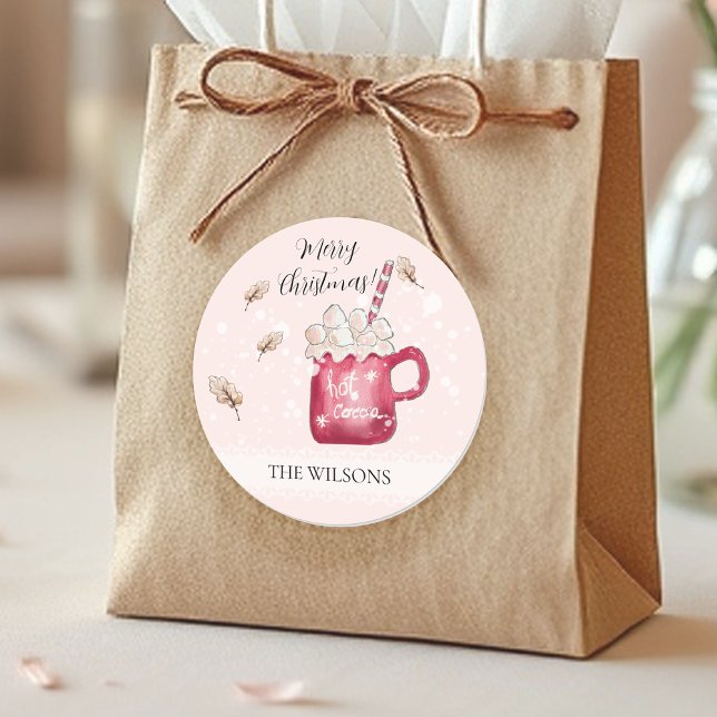Pegatina Redonda Cute Hot Cocoa Holiday Illustration (Subido por el creador)