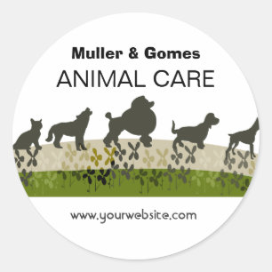 Pegatina Redonda Cute Hound, Moda Poodle Veterinaria