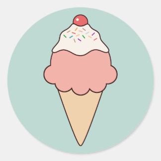 Pegatina Redonda Cute Ice Cream Cone