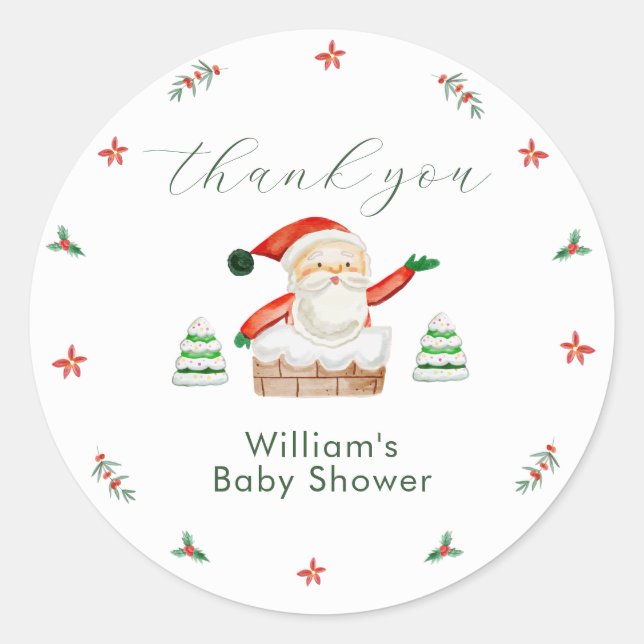 Pegatina Redonda Cute It's Cold Outside Winter Santa Baby Shower  (Anverso)