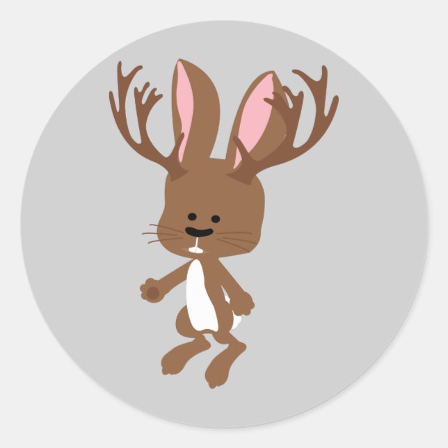 Pegatina Redonda Cute Jackalope (Anverso)