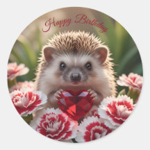 Cute January Hedgehog with Garnet Heart