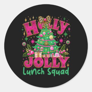 Pegatina Redonda Cute Jolly Lunch Squad Funny Lunch Lady Christmas 