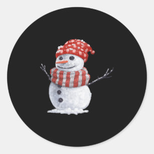Pegatina Redonda Cute jolly Navidades de Snowman estafa de vacacion