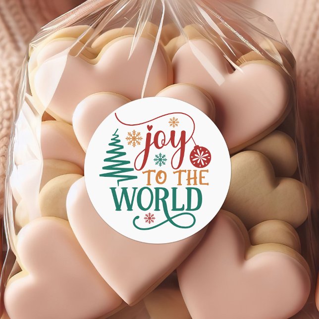 Pegatina Redonda Cute 'Joy to the World' Christmas (Subido por el creador)