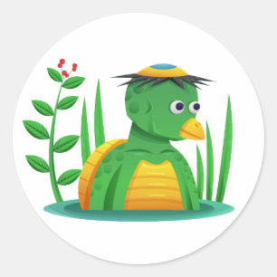 Pegatina Redonda Cute Kappa Espíritu de Agua Japonés Yokai Sticker