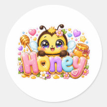 Cute Kawaii Abeja Miel Nombre Pastel Rosa Brillant