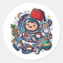 Cute Kawaii Astronauta Marroquí Sticker de Té de M