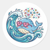 Cute Kawaii Ballena Azul Verano Gafas de Corazón S
