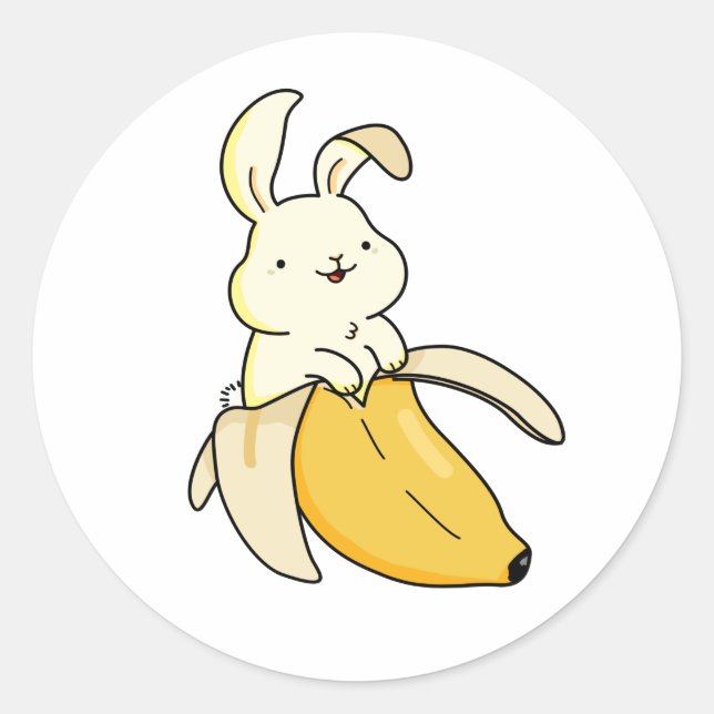 Pegatina Redonda Cute Kawaii Banana Bunny (Anverso)