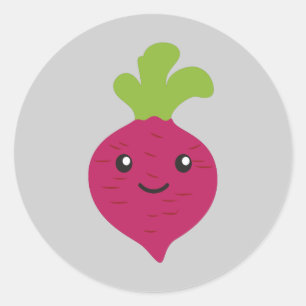 Pegatina Redonda Cute Kawaii Beet
