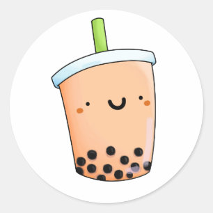 Pegatina Redonda Cute Kawaii Boba Tea