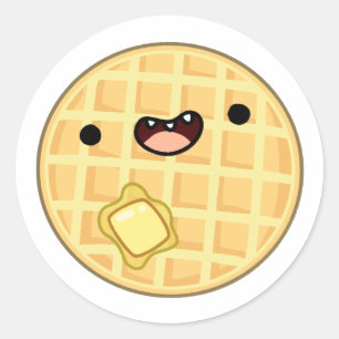 Pegatina Redonda Cute Kawaii Butter Waffle