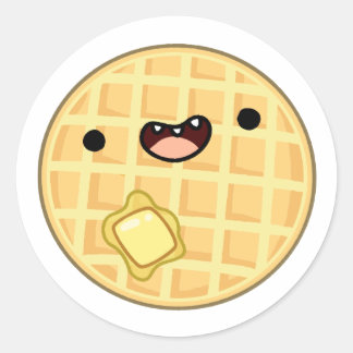 Pegatina Redonda Cute Kawaii Butter Waffle