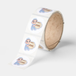 Pegatina Redonda Cute Kawaii Chibi Nurse Giant Coffee Fuel 