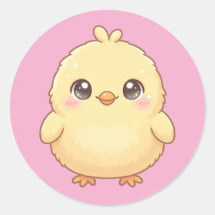Pegatina Redonda Cute Kawaii Chick Hoja de Stickers Redondos