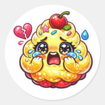 Cute Kawaii Cupcake Triste Llorando con Sticker Ro