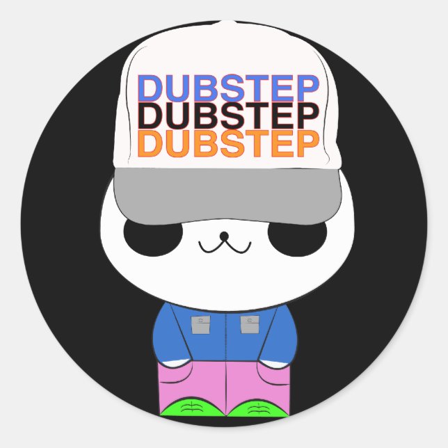 Pegatina Redonda Cute kawaii dubstep panda (Anverso)