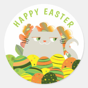 Pegatina Redonda Cute Kawaii Feliz Pascua