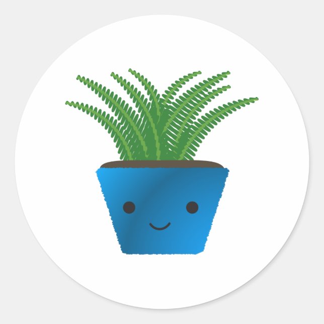 Pegatina Redonda Cute kawaii Fern (Anverso)
