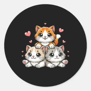 Pegatina Redonda Cute Kawaii Gatos Neko Funny Gato Lover Regalo