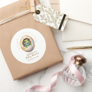 Pegatina Redonda Cute Kawaii Gecko Lizard Egg Baby Shower