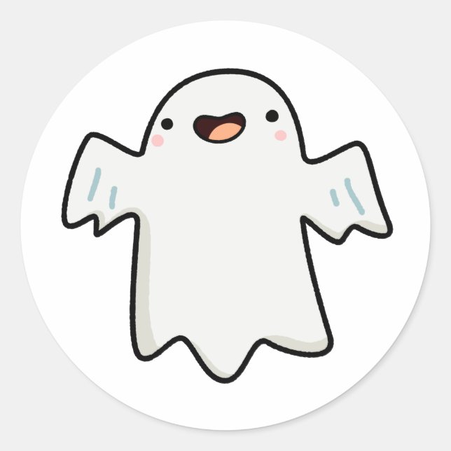 Pegatina Redonda Cute Kawaii Ghost (Anverso)