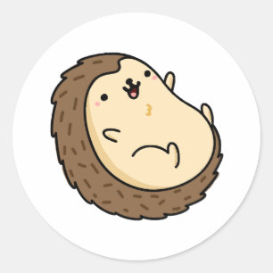 Pegatina Redonda Cute Kawaii Hedgehog