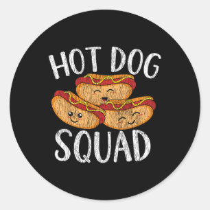 Pegatina Redonda Cute Kawaii Hot Dog Squad Bbq Familia Hombres Coin
