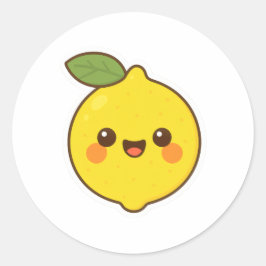 Pegatina Redonda Cute Kawaii Lemon