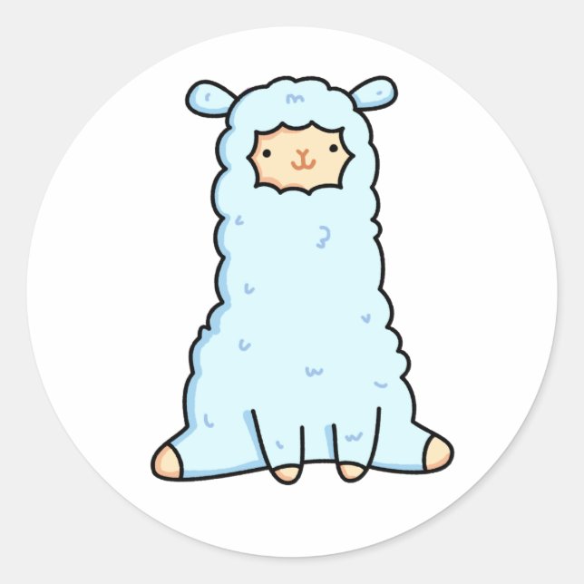 Pegatina Redonda Cute Kawaii Llama (Anverso)