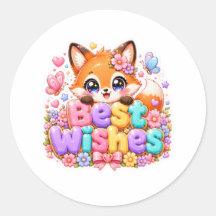 Cute Kawaii Mejores Deseos Zorro Nombre Pastel Ros