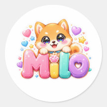 Cute Kawaii Milo Nombre Perro Pastel Rosa Brillant