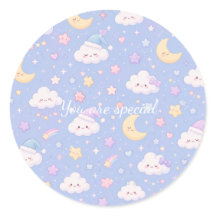 Cute Kawaii Moon & Clouds Pattern | Dreamy Pastel 