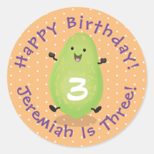 Pegatina Redonda Cute kawaii papaya paw personalizado ilustracion