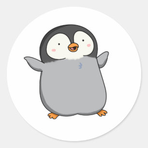Pegatina Redonda Cute Kawaii Penguin