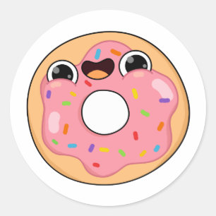 Pegatina Redonda Cute Kawaii Pink Donut