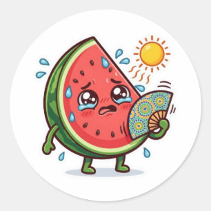 Pegatina Redonda Cute Kawaii Sandía Marroquí de Verano DallSticker
