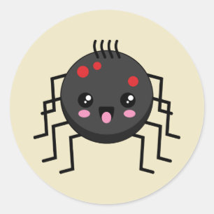 Pegatina Redonda Cute Kawaii Spider