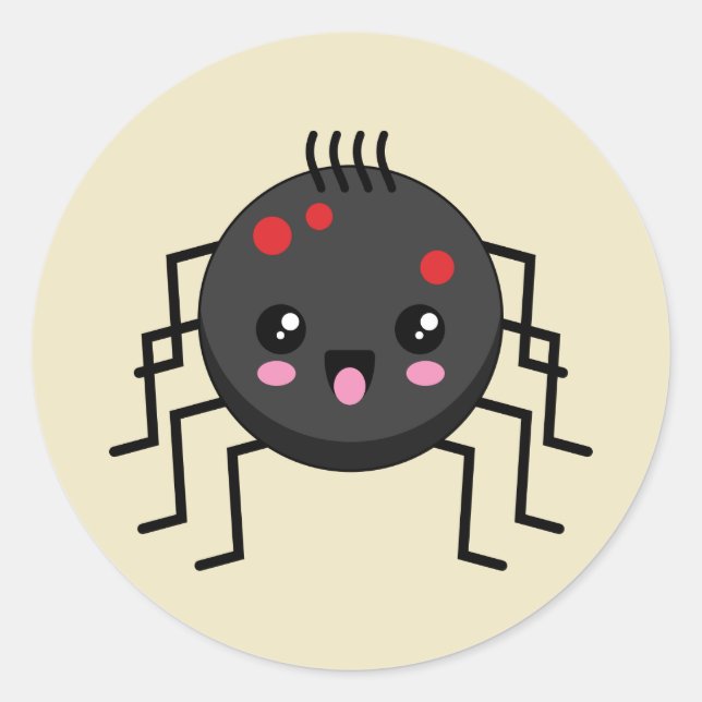 Pegatina Redonda Cute Kawaii Spider (Anverso)