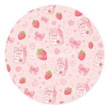 Cute Kawaii Strawberry Pattern  Pink Past