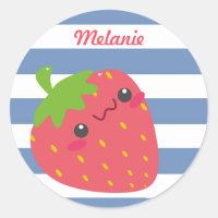Cute Kawaii Strawberry Striped Personalizado