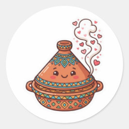 Pegatina Redonda Cute Kawaii Tajine Comida Cultural Marroquí Sticke