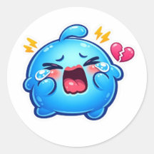Cute Kawaii Triste Slime Azul Llorando con BrokSti
